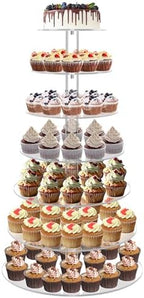 YestBuy Cupcake Stand, Acrylic Cupcake Tower Tree, 7 Tier Large Cupcake Holder for Pastry, Clear Cupcake Dispaly Stand for Party, Wedding, Baby Shower by YestBuy
