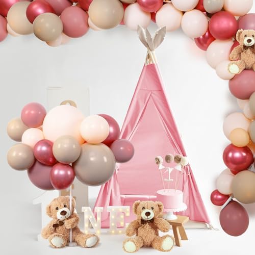 Bear Baby Shower Decorations, 185 Balloon Kit,Dusty Pink, Rose Gold, Peach - Image 2