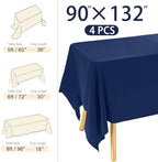 4 Pack Rectangle Tablecloth 90x132Inch Navy Blue Washable Polyester Table Cover for Wedding Dining Table Buffet Parties Banquet Decoration（Navy Blue） - Image 2