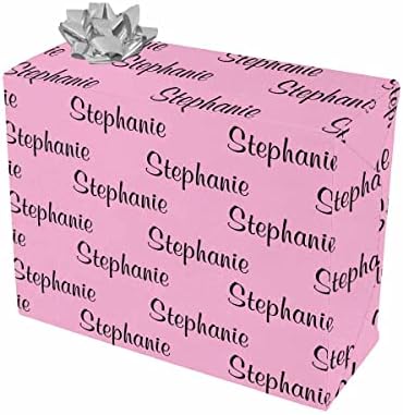 MyPupSocks Personalized Wrapping Paper Initials Name Text Pink for Christmas, Birthdays, Father's Day, Kids Crafts, Care Packages, Handmade 3 Rolls 58"x 23" by MyPupSocks