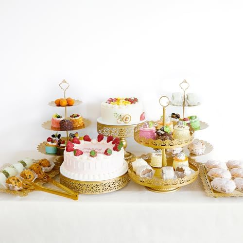 11 Pcs Gold Dessert Table Display Set, Metal Cake Stand Platters - Image 6