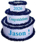 Anderson's White & Blue Personalized Pop-Out Cake, Life-Size Surprise Prop for Graduation, Retirement, Birthday, Engagement, Corporate Events – Custom Name, DIY Kit, Photo-Ready Reveal by Andersons