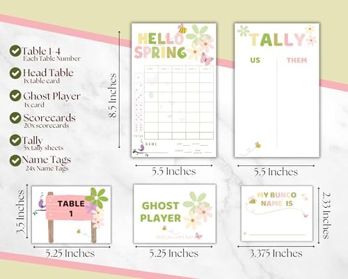 Spring Bunco Scorecard Set - Name Tags And Bunco Party Accessories - Image 5