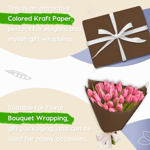 PerkHomy 48" x 2,400" (200') Coffee Kraft Paper Roll for Craft Bulletin Board Paper Art Table Covering Crafting Gift Wrapping Bouquet Packing Parcel 80GSM 55LB (Coffee, 48" x 200') - Image 4