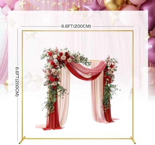 Gold Square Wedding Arch Backdrop Stand Metal Balloon Garden Frame - Image 2