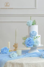 TINGE TIME 23pcs Artificial Wedding Flower Combo, Rose Peony Light Blue - Image 3