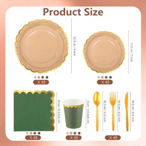 Kochorie 336PCS Woodland Disposable Dinnerware Set Serves 48 Guests - Image 2