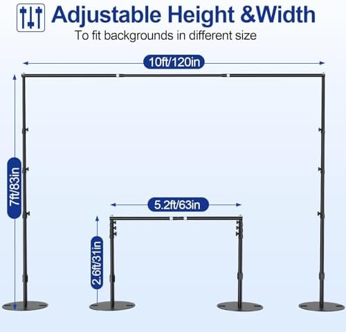 EMART 10x7ft Backdrop Stand Adjustable Photo Background Stand Kit - Image 4