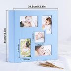 Ywlake Baby Photo Album 4x6 1000 Pocket Pictures, Leather Large Capacity Newborn Shower Boy Bebe Album Holds 1000 Horizontal Vertical Photos Blue - Image 2