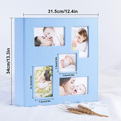 Ywlake Baby Photo Album 4x6 1000 Pocket Pictures, Leather Large Capacity Newborn Shower Boy Bebe Album Holds 1000 Horizontal Vertical Photos Blue - Image 2