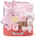 Golray Baby Shower Gifts for Girls, Baby Girl Gifts Baskets with Rattle, Blanket/Bodysuit Set, New Born Essential Stuff, Gender Reveal Ideas Infant New Born Baby Girls Gift Basket by Golray