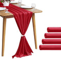 Pufogu 5 Pack 10Ft Red Chiffon Table Runner Sheer 29x120 Inch by Pufogu