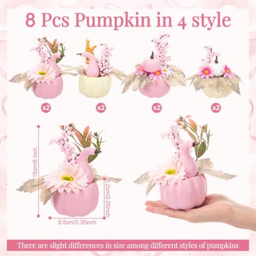 Amyhill 8 Pcs Fall Pink Pumpkin Baby Shower Table Centerpiece Decor, Fruit - Image 2