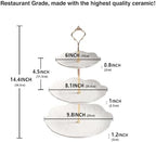 3 Tier Ceramic Combination Cupcake Stand Holder, Cupcake Stand Tower with Tiered Serving Tray for,Donuts, Fruits and More, Candy Bar Party Décor, Ideas for Weddings Gift (White Set of 2) - Image 2