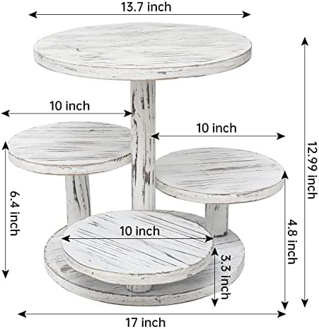 SwallowLiving 5 Tier Round Cupcake Tower Stand for 60 Cupcakes Wihte Wooden Cake Stands Farmhouse Tiered Tray Decor Cupcake Display for Birthday Graduation Baby Shower Tea Party and Wedding - Image 3