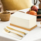 KAMMAK Dinner Napkins Disposable Beige Cloth like Paper Napkins with Pocket 100 Pack Folded Napkins Guest Hand Towel for Party Decoration, Wedding Reception, Bathroom and Kitchen (16.5 x 16.5 inch) - Image 5