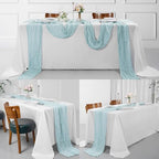 30 Pack Light Blue Cheesecloth Table Runner 9FT Rustic Sheer Table Runners 17x108 Inch Gauze Boho Runner for Wedding Bridal Baby Shower Birthday Party Table Decorations - Image 6