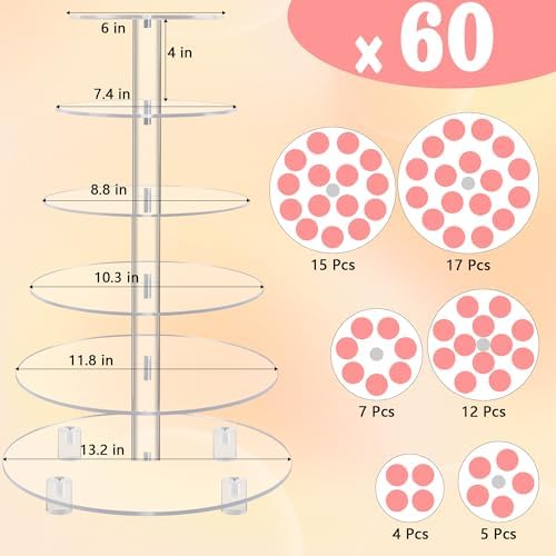 YestBuy Cupcake Stand, Acrylic Cupcake Tower Tree, 6 Tier Large Cupcake Holder for Pastry, Clear Cupcake Dispaly Stand with Base for Party, Wedding, Baby Shower - Image 5
