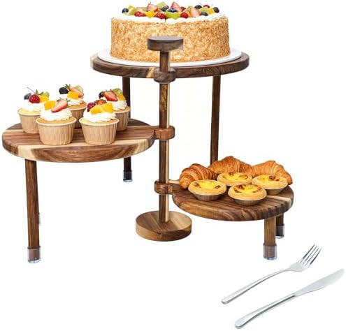 Cupcake Stand, Acacia Wood Cake Stand, Cupcake Display Stand, Wedding Cake Stands, 360° Rotatable Cupcake Stands for Party, 3 Tier Cupcake Stand, Cup Cake Tower Stand for Birthday Anniversary Party Decoration by Unknown