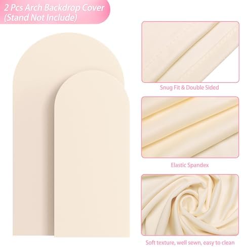 Wokceer Arch Backdrop Cover 7.2FT, 6FT Beige Arch Covers Stretchy Backdrop - Image 3