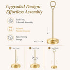 Radezon 12 Pack Gold Table Number Holders, 8inch Weighted Base Place Card Holders for Outdoor Wedding, Windproof Sturdy Metal Photo Stands for Reception Tables, Parties & Events - Image 5