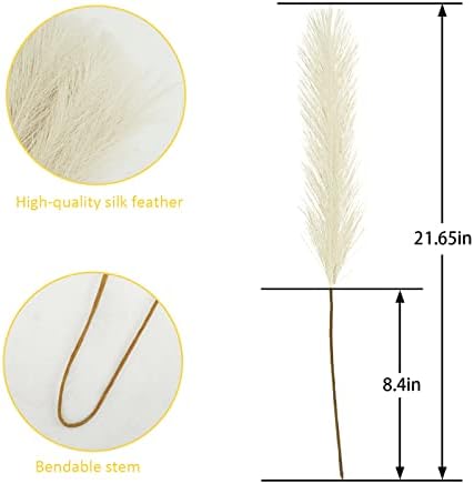 obbsie 150PCS Beige Faux Pampas Grass Decor, 21.6" Fluffy Vase Filler - Image 3