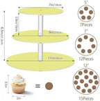 J JOYSAY Bright Yellow Pattern Acrylic Cupcake Stand 3 Tier Dessert Table Display Set Clear Cake Stands for Baby Shower Wedding Party Decorations Easy Assembly Macaron Tower - Image 3