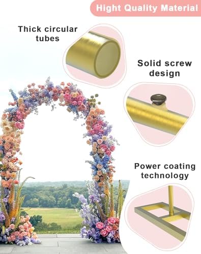 Queension 7.2FT Arch Backdrop Stand, Wedding Arch Stand for Ceremony, Gold - Image 3