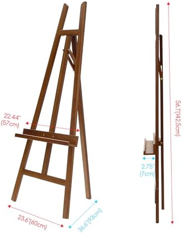 MEEDEN Wooden Easel Display Stand: Adjustable Art Easels for Sign, A Frame Painting Easel for Canvas up to 60", Ideal for Artist Adults Drawing Picture Poster - Walnut - Image 6
