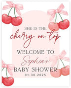 Andaz Press Personalized She's The Cherry on Top Baby Shower Decorations, Custom Modern Arch Cherry Themed Party Decorations Baby Shower Welcome Sign Decor, 16x20 Inch by AndazPress