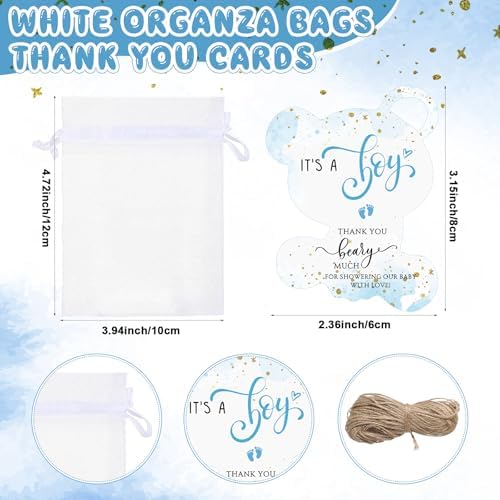 Pickmesh 50 Sets Baby Shower Shot Glasses for Guests Include We Can Bearly Wait Acrylic Shot Glasses It's a Boy Bear Cards Bags for Boy Gender Reveal Party Favors Supplies - Image 3