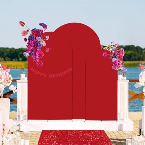 HAINARverS Set of 3 Stretchy Arch Backdrop Stand Covers, Red, 6/6.6/7.2FT - Image 5