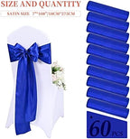 60 Pcs Royal Blue Chair Sashes Satin Chair Bows Sashes for Party, Hotel, Wedding, Reception, Restaurant Event Decoration (7 x 108 inch) - Image 2