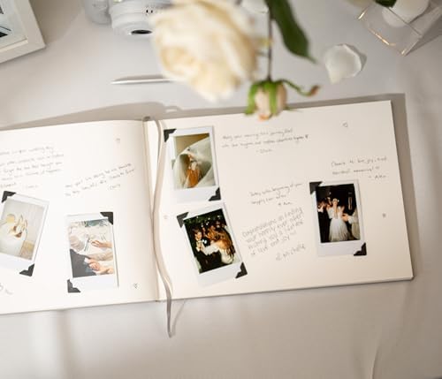 MUUJEE Personalized Guestbook in Gold - Premium Custom Modern Guest Book for Wedding Reception, Birthday Party or Events w/Bookmark Blank Pages for Signing 11.5 x 8.5 inches - Image 6