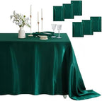 6 Pack Satin Table Cover, 60 x 84 Inches, Blackish Green by Counfeisly
