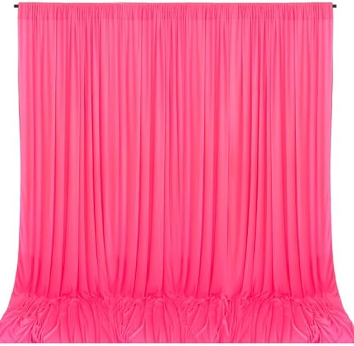 10 x 10 Feet Fluorescent Pink Backdrop Curtain for Partie, Background Curtains for Photoshoot, Birthday, Wedding, Easter, Mother's Day, New Year Party Decorations 5Ft x 10Ft, 2 Panels by ZEBMOON