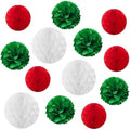 allydrew Christmas Pom Pom and Honeycomb Ball Party Decorations for Xmas, Winter, Holidays, Weddings, Birthdays (Set of 13), Red, Green, White by allydrew