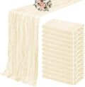 12 Pack Cheesecloth Table Runner 35 x 120 inch Long Boho Cheese Cloth Gauze Table Runners Cream Semi Sheer Table Runner for Wedding Decor, Bridal Shower, Birthday Party (Ivory) by YMHPRIDE