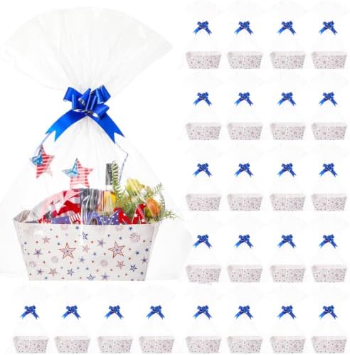 Funnymoom 24 Pcs 4th of July Red White Blue Star Paper Basket Empty by Funnymoom