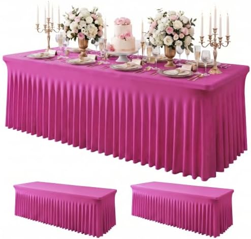 2Pack Spandex Tablecloth for 8FT Rectangle Tables,Table Skirt by Baoszty