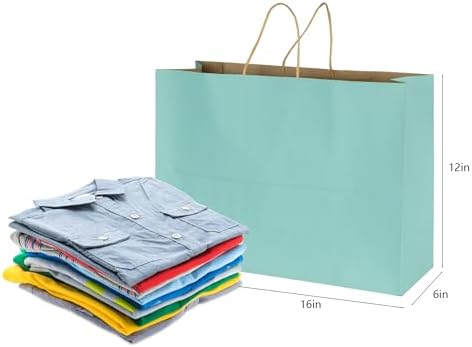 BLEWINDZ 70Pcs Gift Bags Large 16x6x12 Inches Kraft Paper Bags with Handles Bulk – Light Blue Goodie Bag Shopping Bag for Grocery Merchandise - Image 5