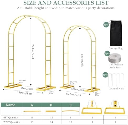 WellSign 7.2FT, 6FT Balloon Arch Backdrop Stand Set of 2 - Image 3