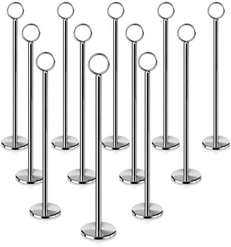 New Star Foodservice 23244 Steel Ring-Clip Table Number Holder/Number Stand/Place Card Holder, Set of 12, 12-Inch by NewStarFoodservice
