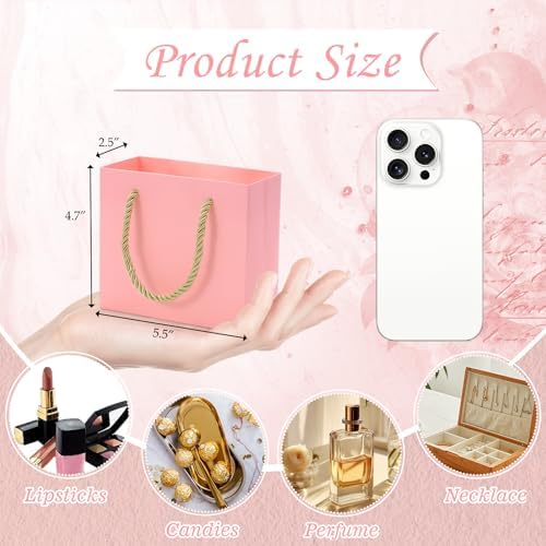 EQOREIIN 24 PCS Small Gift Bags with Handles, 5.5x 2.5x4.7 Inches Mini Bag - Image 3