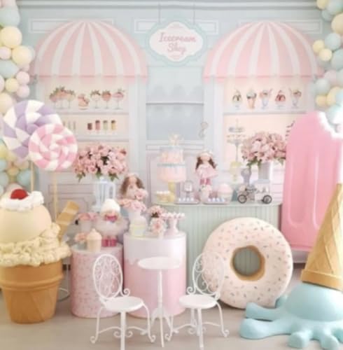 Arch Backdrop Cover Ice Cream Sprinkles Girls Birthday Party Decorations Arch Frame Fabric Cover Sweet ONE Candy Pink Baby Shower Baptism Parties (7.2x4ft Cover,shop2) - Image 5