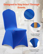 VEVOR Chair Covers, Polyester Spandex Chair Cover, Stretch Slipcovers for Wedding Party Dining Banquet Flat-Front Chair Covers (Royal Blue-a, 50PCS) - Image 6