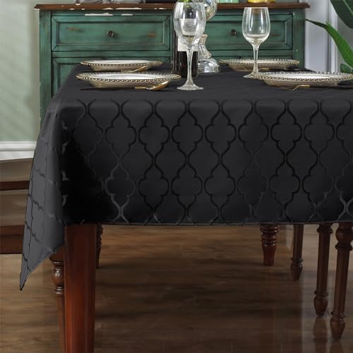 SASTYBALE Jacquard Tablecloth, Rectangle, 60" x 120", Black by SASTYBALE