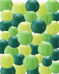 Treela 48 Pcs Paper Lanterns Party Decorations Round, Green Series by Treela