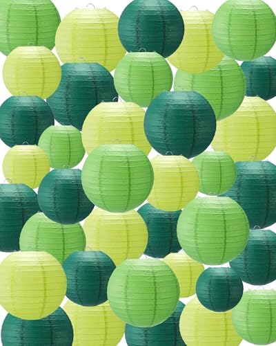 Treela 48 Pcs Paper Lanterns Party Decorations Round, Green Series by Treela