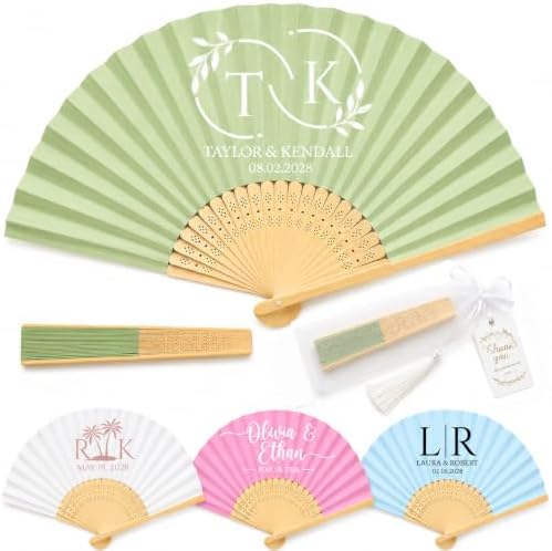 10-200 PCS Wedding Fans for Guests Personalized Custom Name & Date by Unknown